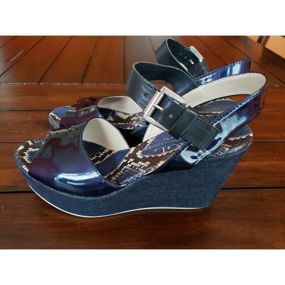 AGL Women's Blue Wedge Sandal N630002 Size 40 EU - Picture 2 of 9